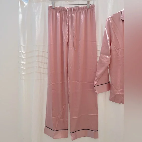 LONXU Medium pink silk pajama set **LUXURIOUS WASHABLE SILK NWT** - Picture 4 of 13